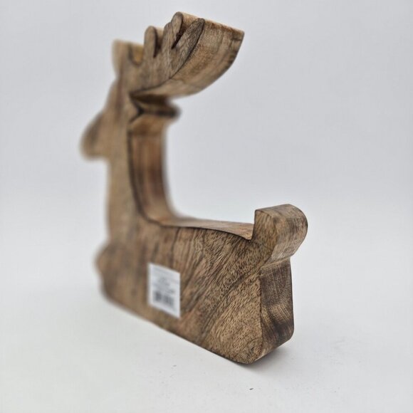 Midwest Gift Wooden Reindeer Christmas Holiday 8 X 8 X 1.5 Heavy Carved New - Picture 4 of 7